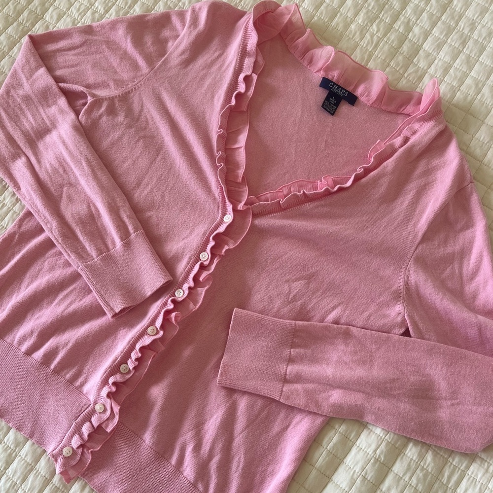Girly Pink Ruffle Cardigan